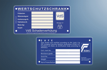 VdS und ECB-S Label Wertschutzschrank